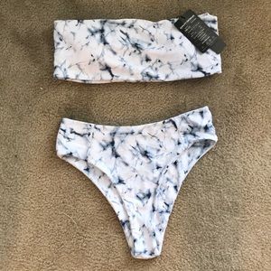 White marble high waisted bikini